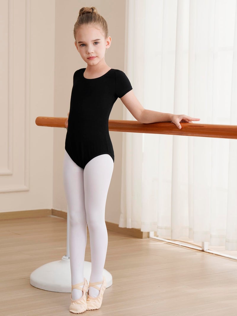 WEGETIT Gymnastics Leotards for Girls, Short Sleeves Gymnastics Ballet Leotard Toddler (Black, 10-12 Years) - Image 5